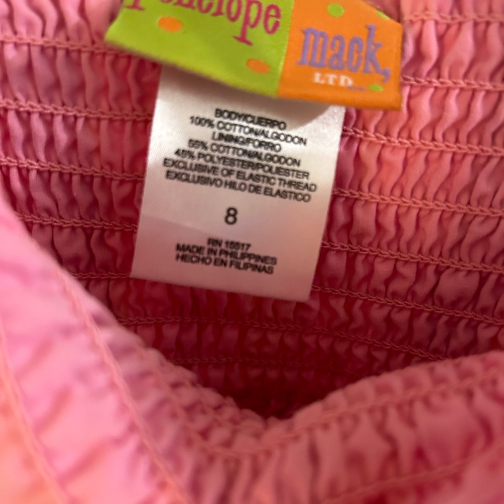 Penelope Mack Strappy smock girls pink summer dress size 8 - Picture 4 of 6